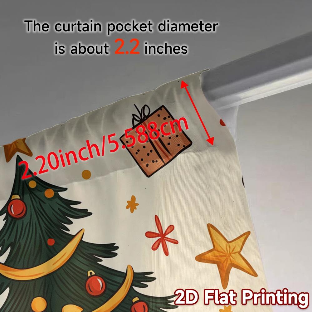 2pcs,Curtains Christmas Tree Baubles Festive_a (3) Chic Curtain Cloth 100% Polyester Curtains All Seasons Decorative for