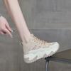 Small Inner Height Increase Thick Sole Summer New Hollow Breathable Dad Shoes Wedge Heel Casual High-top Women's Shoes