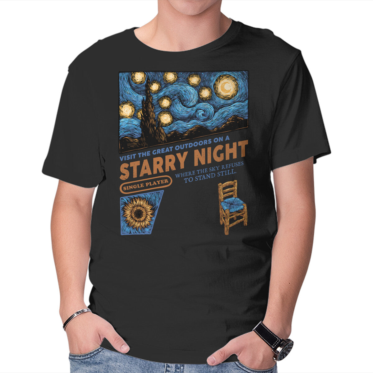 Unisex Crew Neck T-Shirt Starry Outdoors Graphic Short Sleeve Casual Tee XXXL