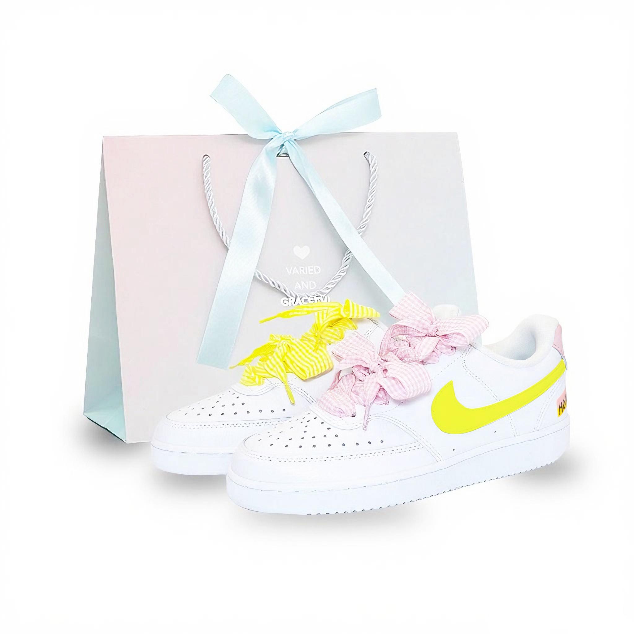 

Nike Court Vision 1 Fairy Storm Cloud Leather Abrasion Resistant Low top Skateboard Shoes Unisex Pink Yellow DH2987-101(team488- ) 40.5