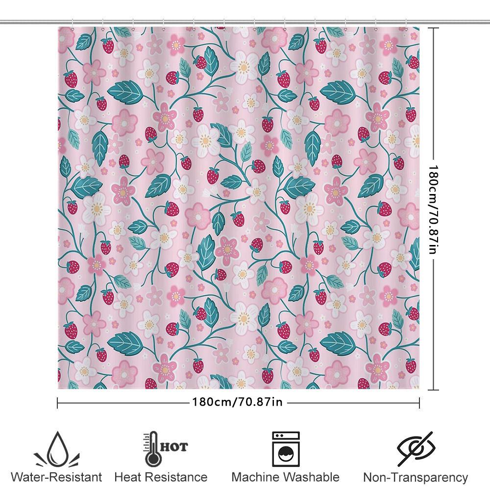Floral Shower Curtain Botanical Print Waterproof Fabric Bathroom Decor Vintage Farmhouse Style Washable Liner