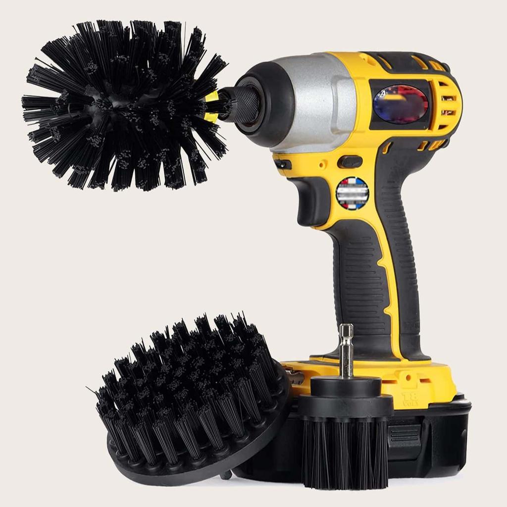 3Stk/Set 2/3,5/4'' Elektrische Schrubberbürste Bohrbürsten-Set Runde Reinigungsbürste aus Kunststoff für Teppich Glas Autoreifen Nylonbürsten