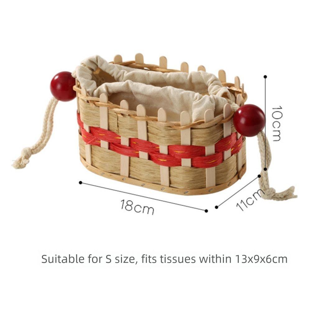 Cloth Liner Desktop Weaving Basket Hand Woven Tissue Storage Box Napkin Dispenser  Office