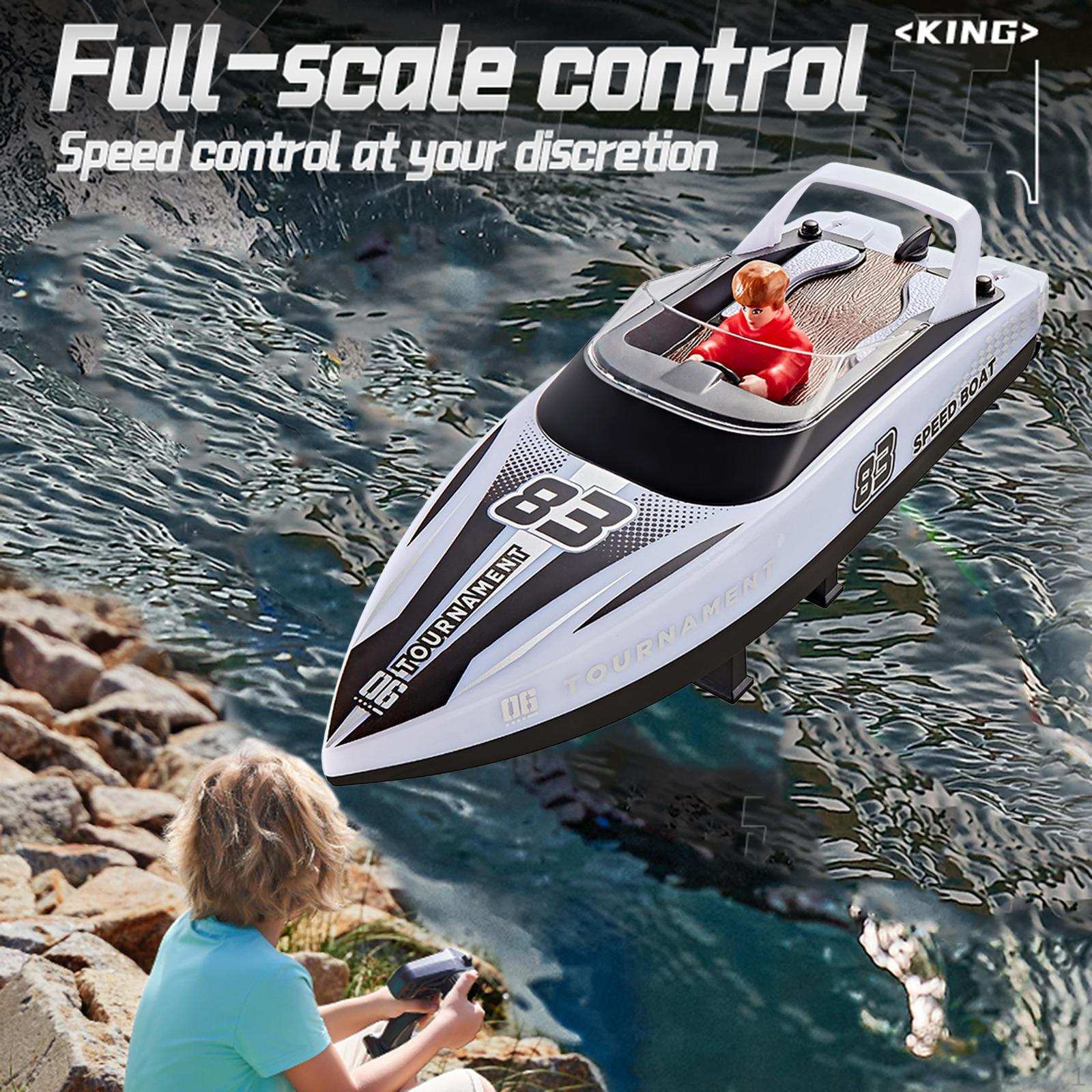 

Подарок лодка на радиоуправлении Быстрая скорость Летняя водная игрушка для реки озер ванны белый