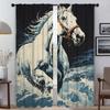 Horse Curtains for Living Room Curtain Partition Halloween Decoration Home Interior Curtains 2 Pieces Tulle for Bedroom Shades