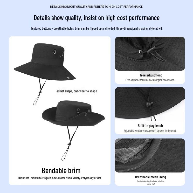 Men's Outdoor Denim Mountaineering Hat - Sun Protection for Climbing, Fishing, and Summer Activities