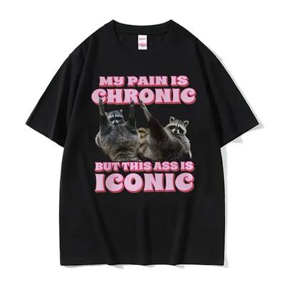 Herrenbekleidung T-Shirt Homme Herren T-Shirt Neu in Oberteile & T-Shirts Tee Mein Schmerz ist chronisch, aber dieser Hintern ist ikonisch Lustiges Waschbär-Meme