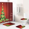 Christmas Waterproof Shower Curtain Four-Piece Combination Floor Mat Entrance Door Mat Bedroom Living Room Carpet