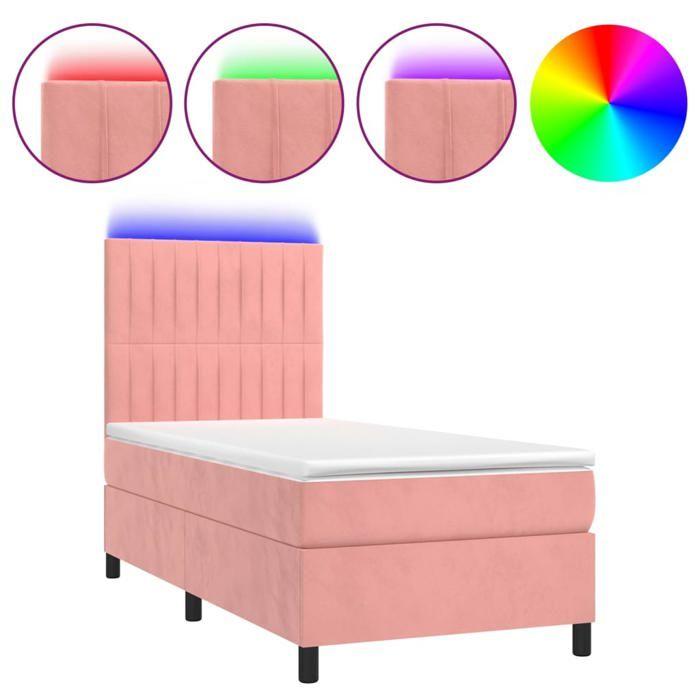 Maison Exclusive - Sommier à lattes de lit avec matelas LED Rose 90x200 cm Velours