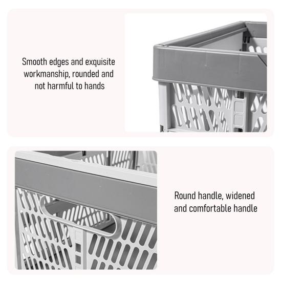 Inklapbare Opbergkrat Plastic Opvouwbare Opbergmand Grote Capaciteit Stapelbare Krat met Handvatten voor Kantoor Slaapkamer Keuken Speelkamer