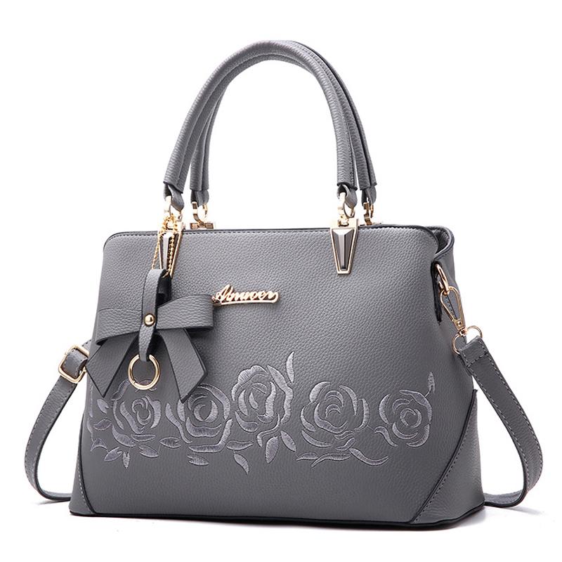 Women's Embroidery Satchel Handbag – Top Handle Tote With Crossbody Strap, Multi-Pocket Purse, 9.45x6.69 Inches