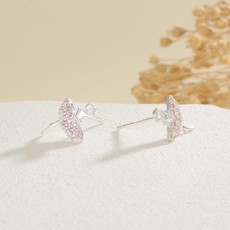 S925 Sterling Silver Ballerina Girl Stud Earrings - Elegant, Exquisite, Full Diamond Design