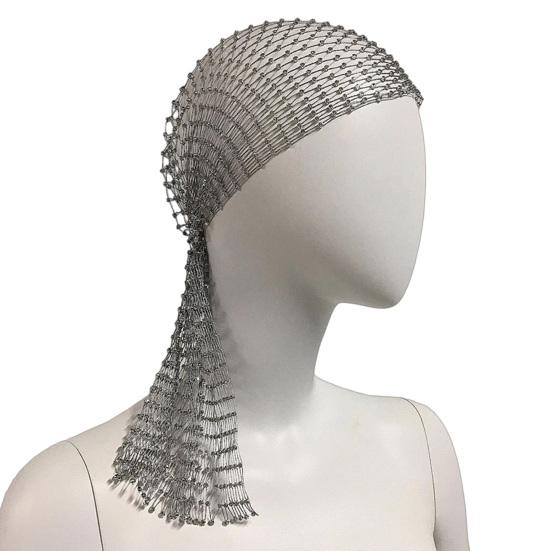 

Fishnet Hat Sparkling Rhinestones Elastic Mesh Headband with Geometric Pattern Summer Beach Party Nightclub Rave Hair Accessory 90 cm