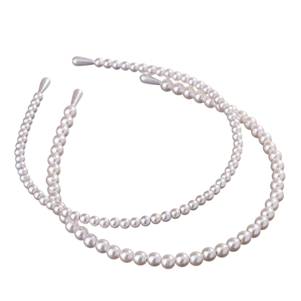 NEOBABY Fashion Headbands,White Faux Rhinestones Bridal Hair Hoop Wedding Hair Accessories Pearl Hairbands for Women Girls (PACK OF 2 PCS)