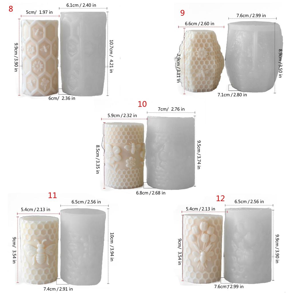 Embossed Honeycomb Candle Molds Cylinder Candle Silicone Molds for Epoxy Resin Making Candle Soap Gypsum Silicone Molds