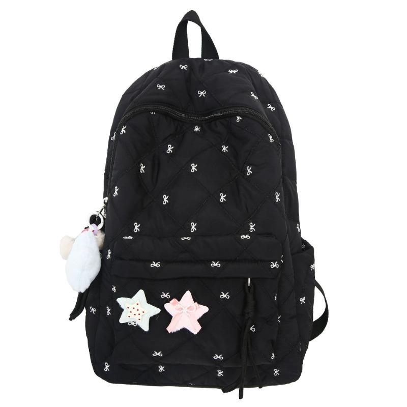 School bag niche junior high school students high value autumn and winter cotton clothes backpack bow cute embroidered backpack