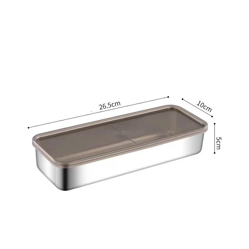 Edelstahl Kühlschrank Fleisch Aufbewahrungsbox Lebensmittel Aufbewahrungsbehälter mit Deckel Kühlschrank Organizer Behälter Küchenaufbewahrung