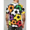 Men's 3D Colorful Soccer Ball Full Print T-Shirt Crew Neck Short Sleeve Sports Casual Daily Tee Top