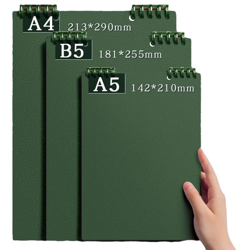 Retro Flip-Up Grid Notebook with 5 Removable Rings - Comfortable 4-Coil Design