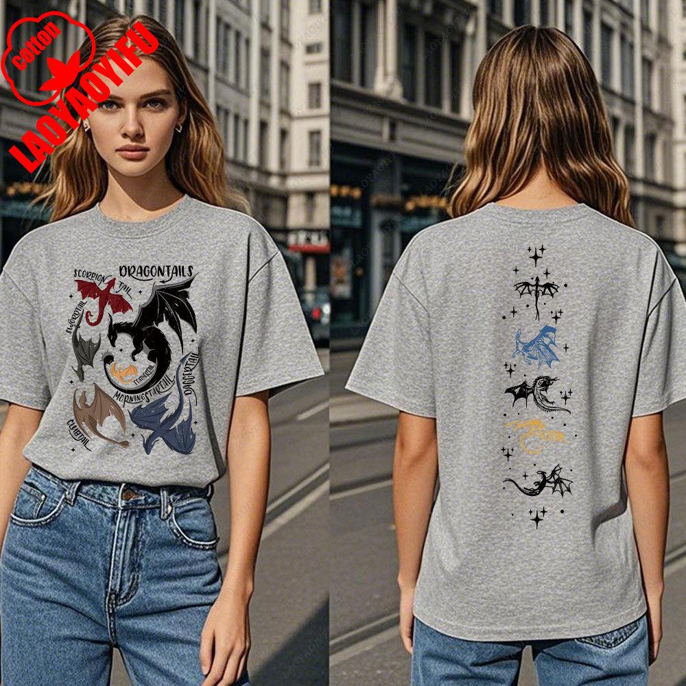 Fourth Wing DoubleSided TShirt Basgiath War College TShirt Women Tshirts High Quality Cotton Short Sleeve Graphic Vintage Tee