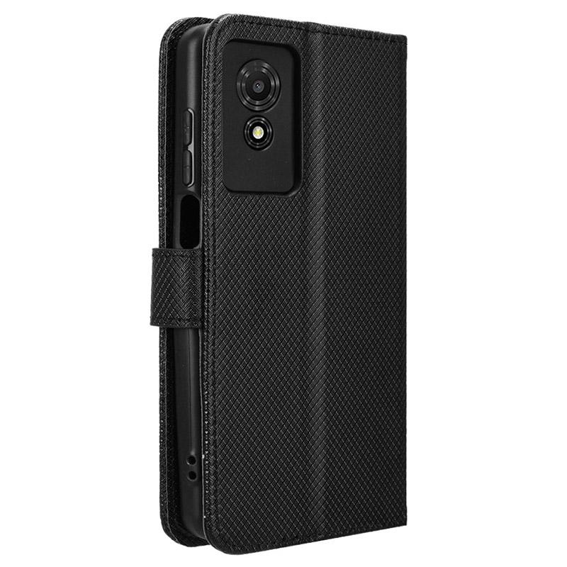 For TCL 501 Wallet Case Diamond Texture PU Leather Phone Cover with Stand