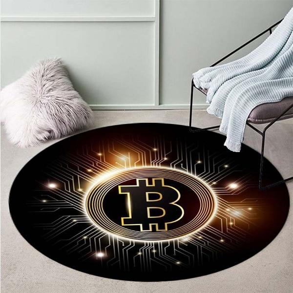Bitcoin Carpet Non-Slip Round Carpet Floor Mats Printed Area Rug For Bedroom Home Decorative