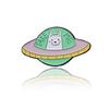 Trendy Cartoon Cat Hide-and-Seek Spaceship Brooch