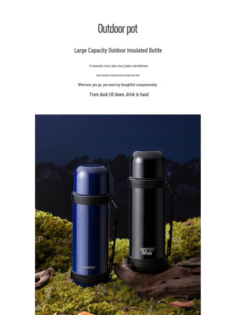 Haers Isolerad Resemugg i Rostfritt Stål - Portabel Termos med Stor Kapacitet för Varma Drycker