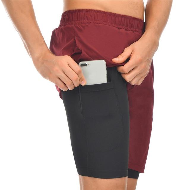 Men Running Shorts Jogging Gym Fitness Training Quick Dry 2 In 1 Beach Short Pants Male Summer Sports Workout Bottoms Clothing