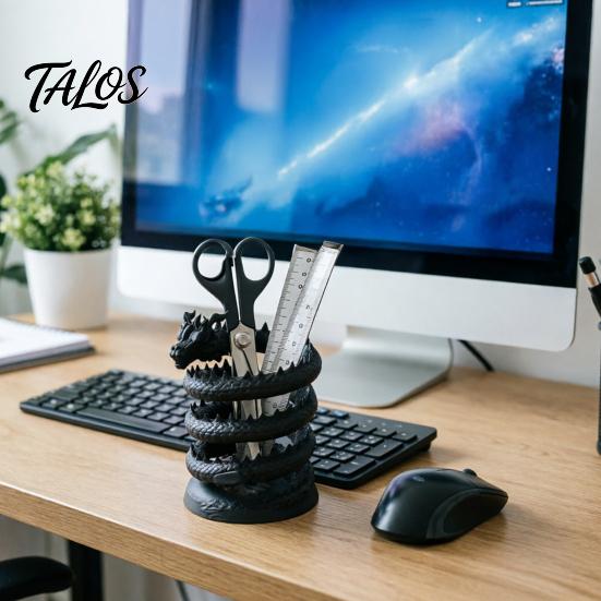 Pen Holder 3D Printed Dragon Holder, Mystical Fantasy Pencil Desk Accessory for Students Cup, Desktop Makeup Brush Home, Office Marker