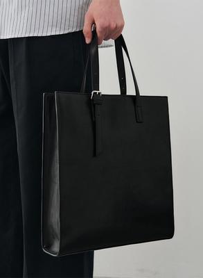 Draw Fit Legato Belted Leather Tote Bag [Black]