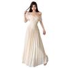 2026 European and American French gentle wind one-word shoulder off-the-shoulder suspender summer new waist and thin high-end dress