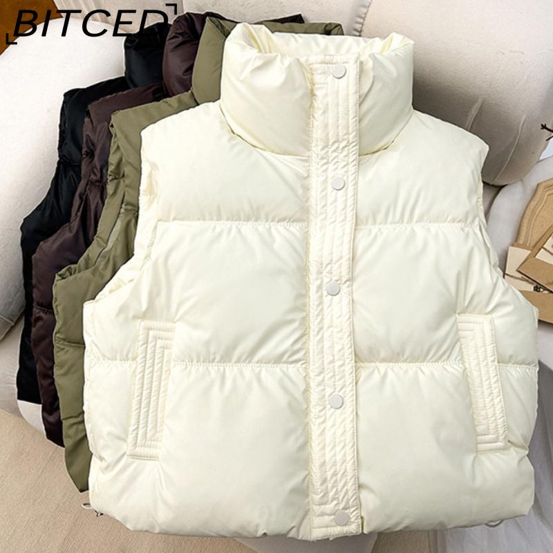 BITCED Women's Short-Length Autumn/Winter Cotton Waistcoat - Thickened Padded Vest