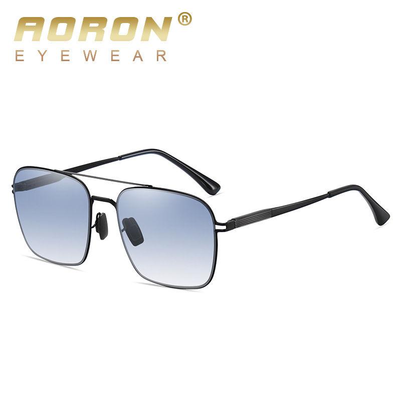 AORON Fashion Sunglasses Gradient Color Driving Fishing Glasses for Men Women Metal Frame Eyeglasses