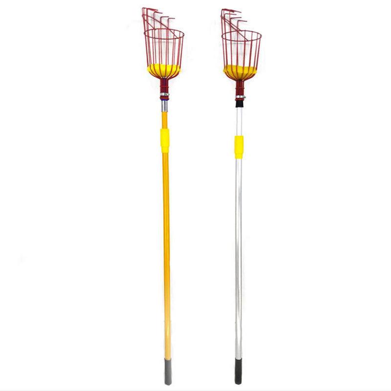 Orchard Manual Telescopic Fruit Picker Apple Lemon Peach Fruit Tree Picker Tall Tree Fruit Picking Artifact Wire type fruit picking head 14cm, 2m embossed rod