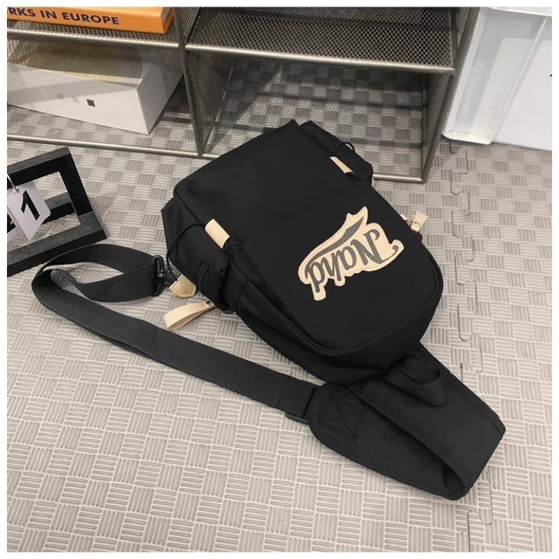 

School bag new high-value trendy and cool letter breast bag couple casual simple and light travel mountaineering messenger bag