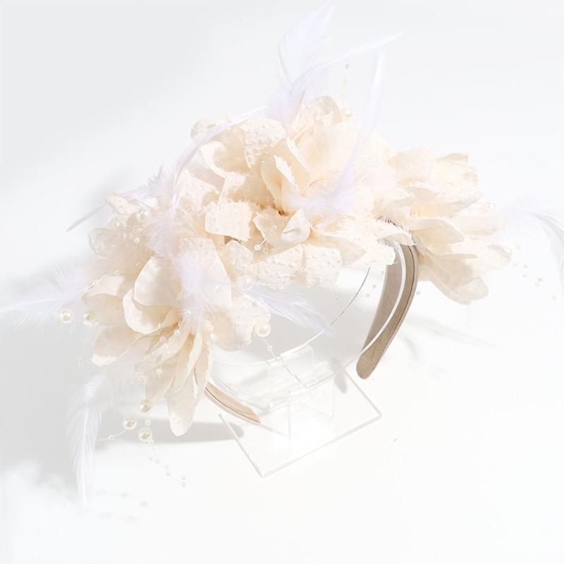 Perlenbesetzter Blumenkranz für Hochzeit Blumen-Stirnbänder Braut Blumen-Stirnbänder Frauen Blumengirlanden Kranz Haarkranz