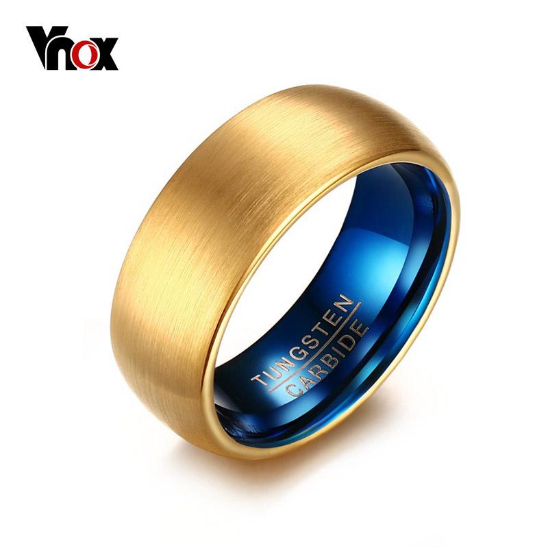 Vnox Men s Blue Tungsten Ring Classical Gold-color Rings Men Tungsten Jewelry 7