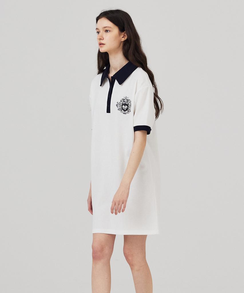 Kitty Pottery Collared Waffle Mini Dress Ivory