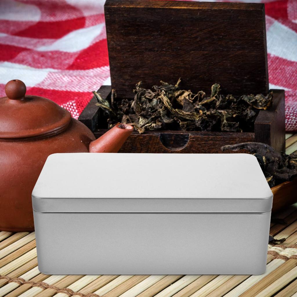 FRCOLOR Tin Can Storage Can Set of 2 Square Rectangular With Lid Small Item Container Metal Case Cookie Can Confectionery Tea Caddy Sundries