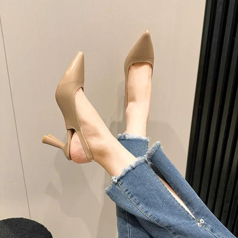 Women's High Heels 2024 New Solid Color Pointed Women's Shoes Workplace Dress Office Casual High Heels Women's Shoes