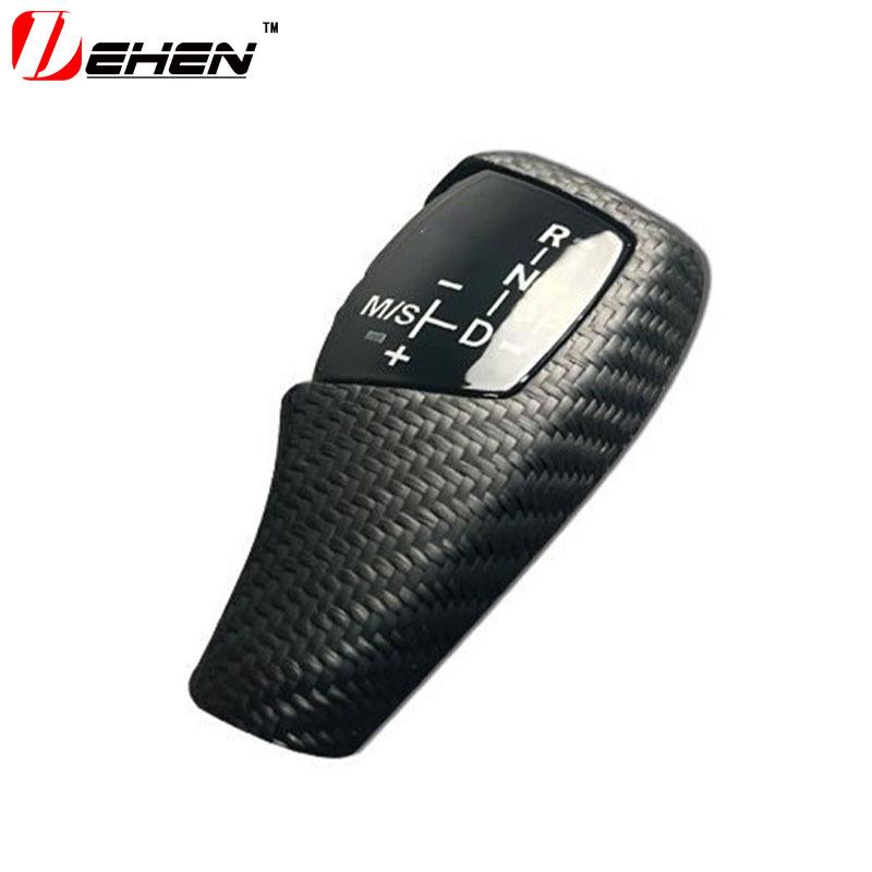 Fit For BMW 1 2 3 Series F20 F21 F22 F23 F30 F31 F06 F12 F13 Front Gear Shift Knob Lever Cover Glossy Black Carbon Fiber Style