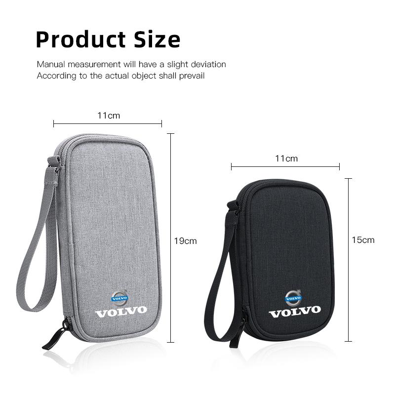 Portable Car Key Pack Auto Driver's License Phone Storage Bag For Volvo V60 V40 XC90 S60 C30 S80 V90 EX30 EX90 EM90 C40 S40 S80L