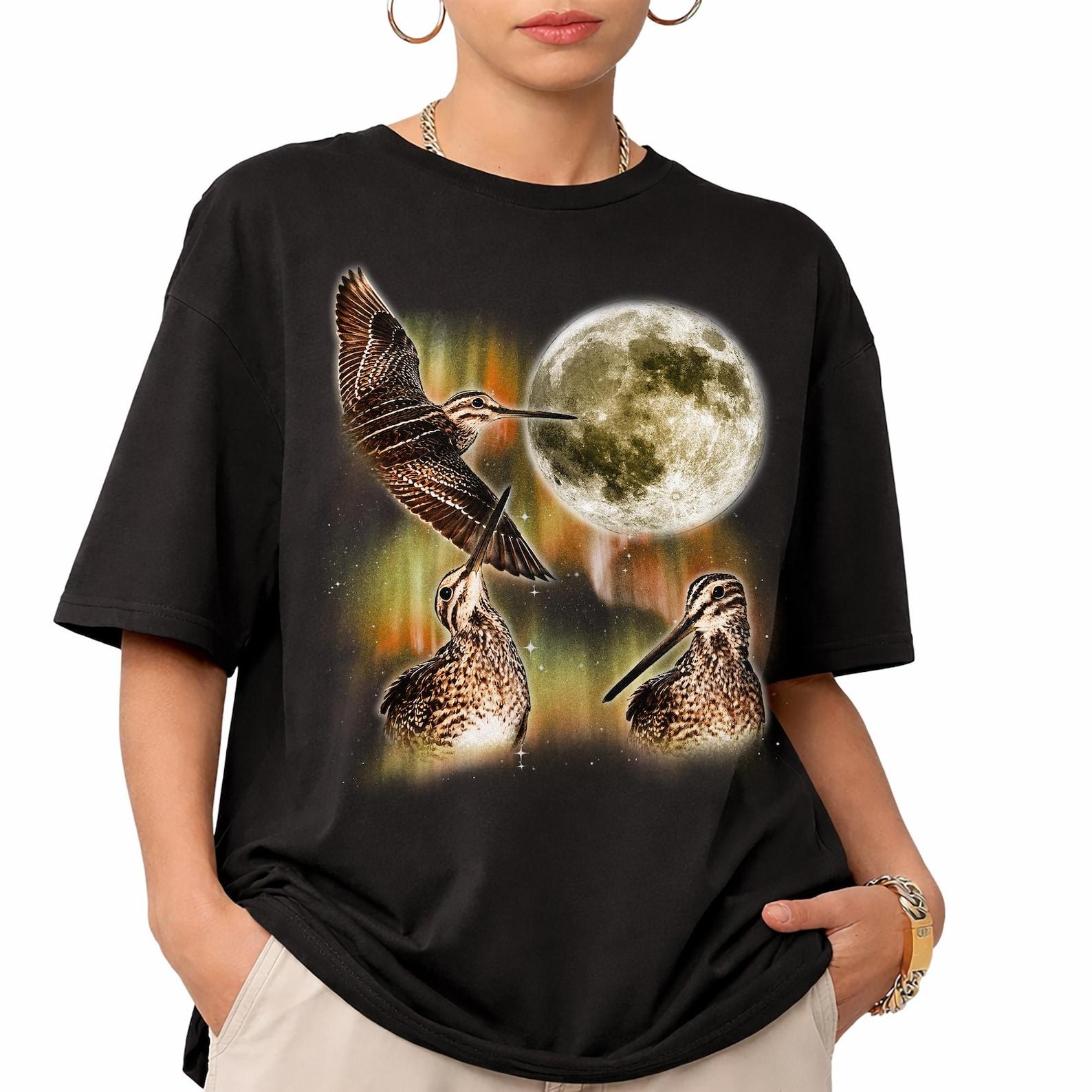 American Woodcock Moon T-Shirt, Three Timberdoodle Birds, Retro Upland Wildlife Tee S
