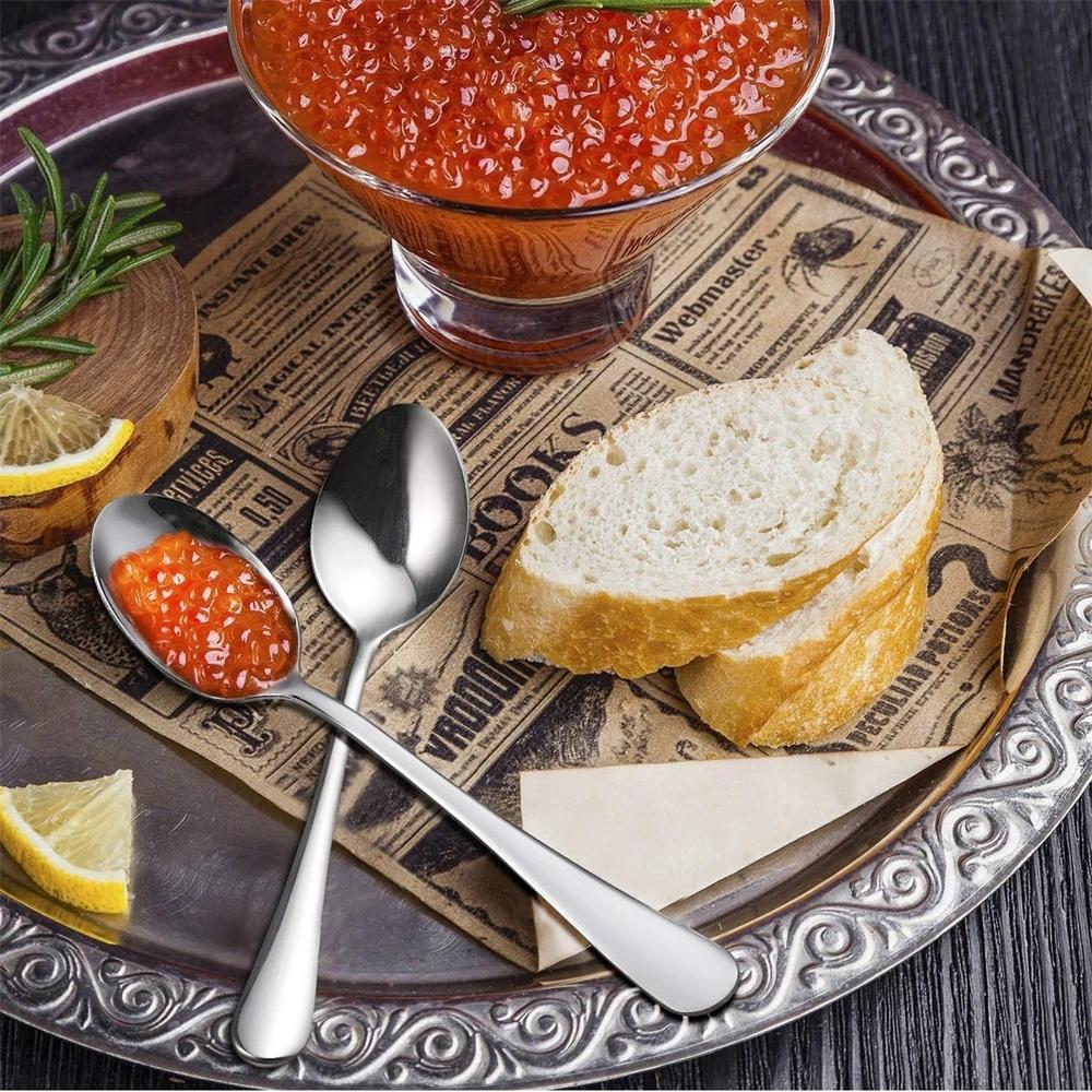 6/12/24PCS Stainless Steel TeaSpoons Cutlery Set Creative Coffee Spoon For Ice Cream Cake Dessert Scoop Tableware Dinnerware Set