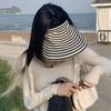 Fashion Hat Female Summer Fashion Versatile Topless Sun Hat Summer Black and White Stripes Cycling Sunscreen Foldable Hollow Top Hat Tide