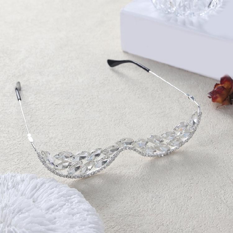 Crystal Eyeglasses Without Lens Half Frame Rhinestones Glasses Crystal V Frame Eyeglasses Face Jewelry Gifts Unisex