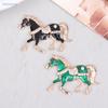 Vintage Enamel Galloping Horse Rhinestone Brooch For Women Zodiac Animal Lapel Pins Casual Party Accessories