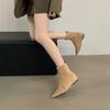 2025 New Flat-bottomed Suede Single Boots Pointed Fashion Boots Simple and Comfortable Short Boots Women's Fashion Versatile Thin Boots
