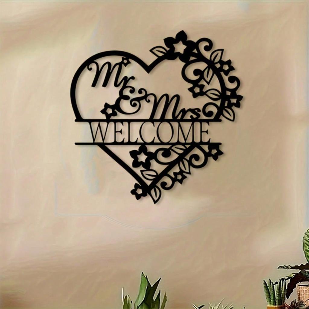 Elegant Heart Metal Wall Decor, Floral Iron Art for Wedding & Valentine's